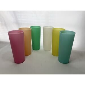 Vintage Tupperware 107 Pastel Tumblers Set of 6 16oz USA Made Cups